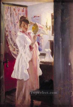  Marie Lienzo - Marie en el espejo 1889 Peder Severin Kroyer